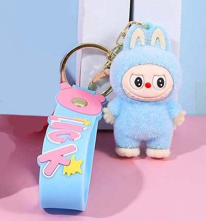 Labubu Furry Keychain Figure - Blue
