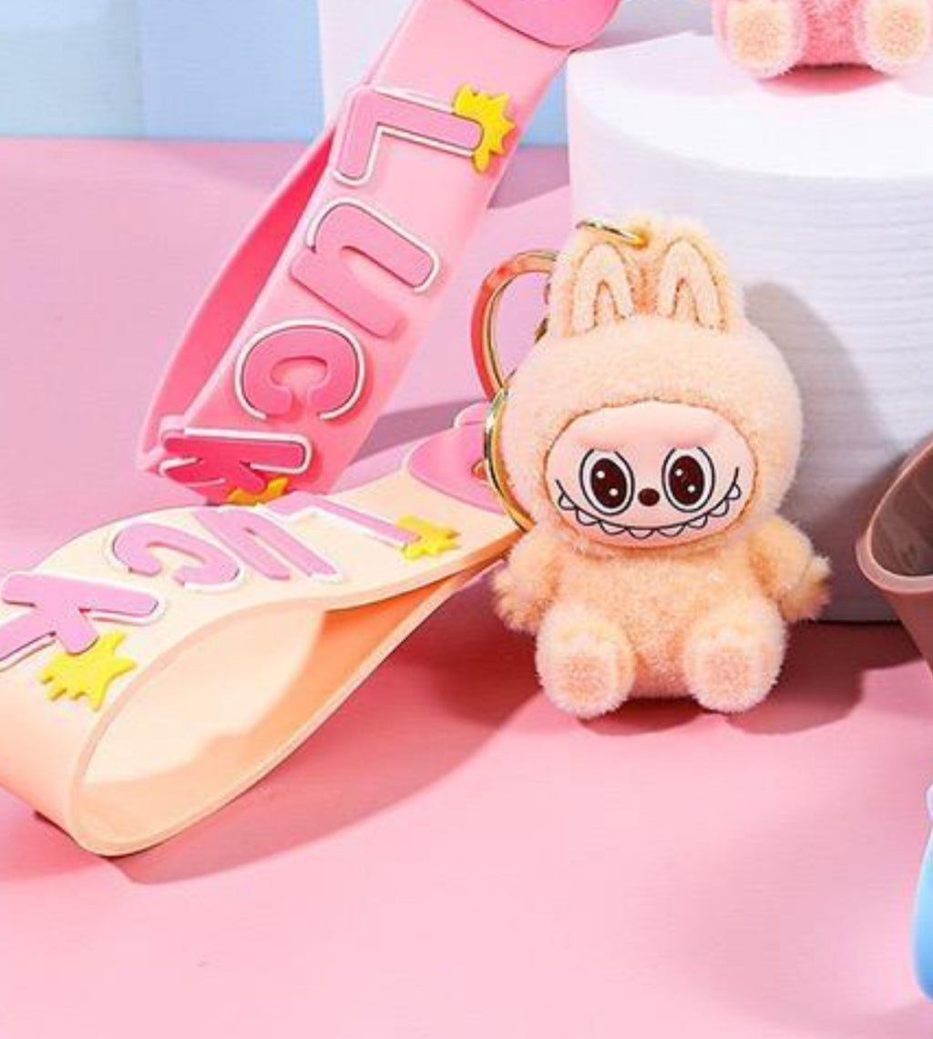Labubu Furry Keychain Figure - Tan